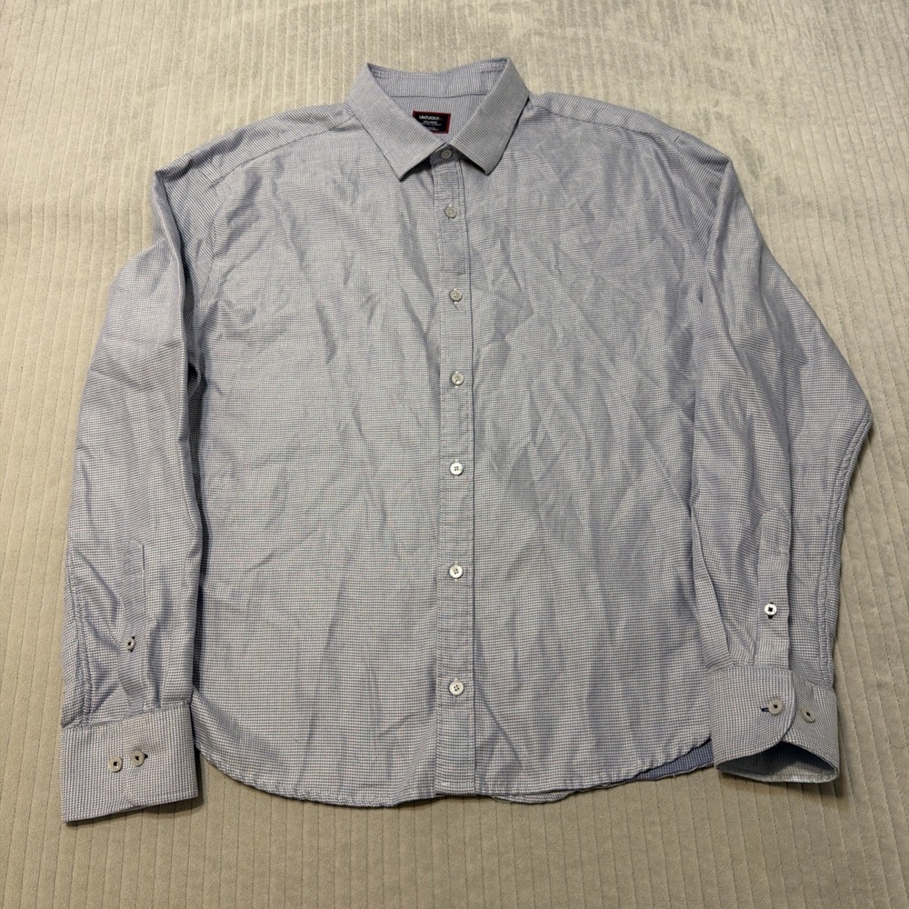 UNTUCKit Button Down Shirt Mens XXL Light Blue Wrinkle Free Regular Fit Textured